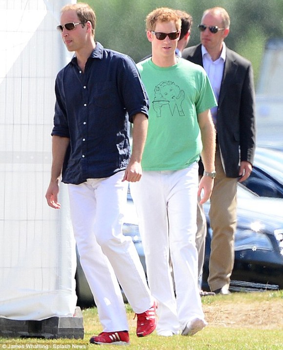 Prince William and Prince Harry arrive at the Audi Polo Challenge (August 3, 2013)