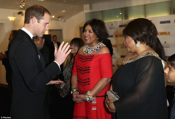 The Duke speaking with Mandela's daughter, Zindzi (right)